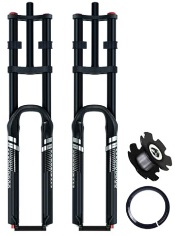 HWEVDHJ Fourche Avant De Vélo 26 27,5 29 Pouces DH Fourche À Suspension VTT Droite 1-1/8'' Fourches À Air Voyage 180mm QR 9mm Rebond Réglable(Schwarz,26inch)