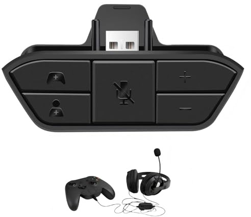 Mlifleue Fits Xbox Headset Adapter, Compatible with Xbox Wireless Adapter Stereo Headset, Mic Headphone Audio Kit for X.box One/S/Elite 1&2/Series X|S Controllers (Black)