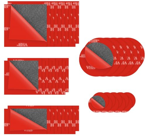 50 PCS 3M Double Sided Sticky Pads,Water Proof Number Plate Sticky Pads | 5 Size Double Sided Tape,Adhesive Pads,VHB Dash Cam Sticky Pad for Outdoor Household Mounting