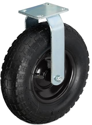 Relaxdays Bockrolle, 3.50-6, Traglast 120 kg, Gummi, Stahlplatte, luftbereift, Schwerlastrad, Gummirolle, schwarz