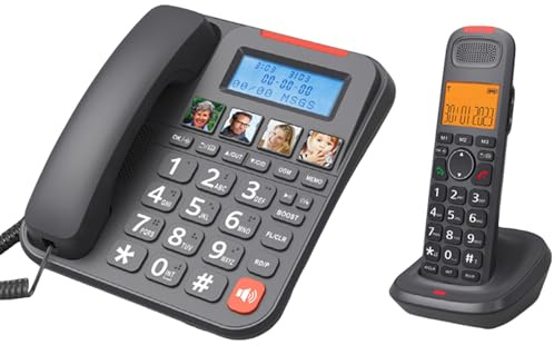 GMBYLBY Téléphone Filaire avec Sonnerie et volumes, Fonction d ' Amplification à 1 Touche, pour la Maison et Le Bureau