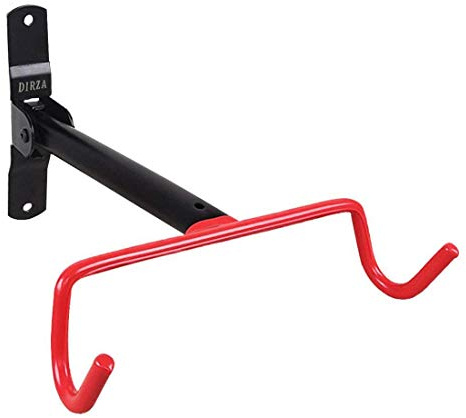 DIRZA Bike Wall Mount Bike Hanger Foldable Bicycle Storage Horizontal Bike Rack Bike Hook for Garage Indoor Shed with Screws Red