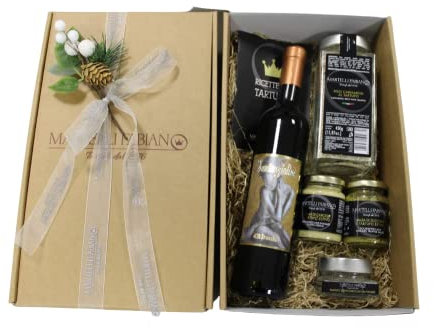 MARTELLI FABIANO TARTUFI Confezione Cesto Natalizo con Prodotti Alimentari e Vino