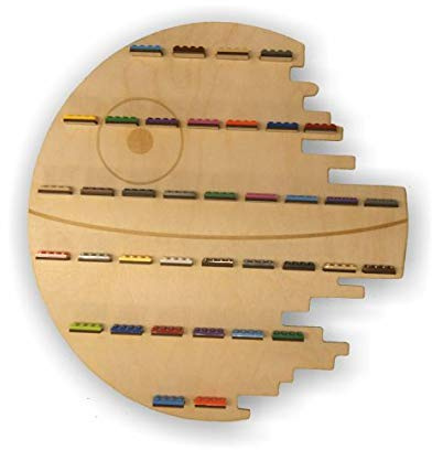 Collector's shelf for children's room, shelf for lego, cobi blocks, hanging toys shelf, wooden shelf, natural wood, spaceship like from the STAR WARS, star disintegrates