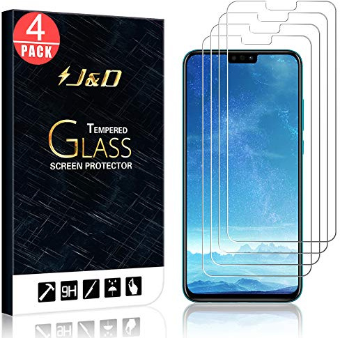 J&D Compatible para Huawei Honor 9X Lite Protector de Pantalla, 4 Paquetes [Vidrio Templado] [NO Cobertura Completa] Cristal Templado Protector de Pantalla para Huawei Honor 9X Lite