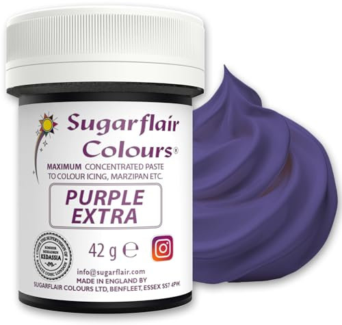 Sugarflair Colours Maximum Concentrated Paste Colour Purple, Colorant Alimentaire Nourriture Dye pour Massepain et Pâte à Sucre - 42g