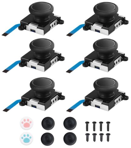 Joycon Joystick 6er Pack, Joystick Analog Thumb Stick für Switch Joy-Con-Controller & Switch Lite, links/rechts Analog-Joystick mit Lock Schnallen, Thumbstick Grips & Schrauben
