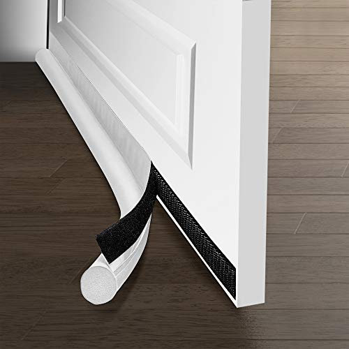 Dricar Under Door Sweep Weather Stripping Seal Strip Soundproof Self-Adhesive Washable Draft Blocker (White)