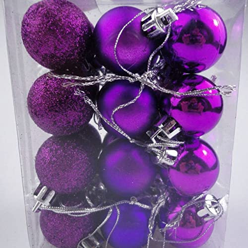 24pcs 3cm Gold Rosa Champagner Rot Weihnachtskugeln Dekor Weihnachtsbaumkugeln Xmas Decor Home Neujahrsgeschenk-Lila