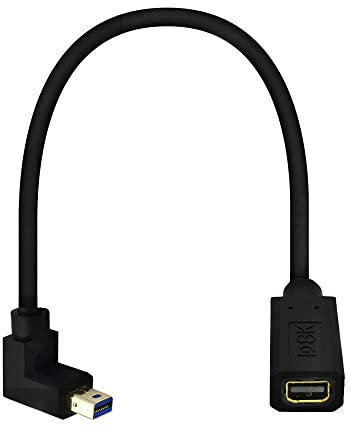 Kework 12 Inch 32.4Gbps 8K@60Hz Mini DisplayPort Extension Cable, Down Angle Male to Female Mini DP 1.4 Extender Adapter UHD Cable for HDTV Laptop Monitor Projector PS4 PS5, Support 4K@144Hz 2K@165Hz