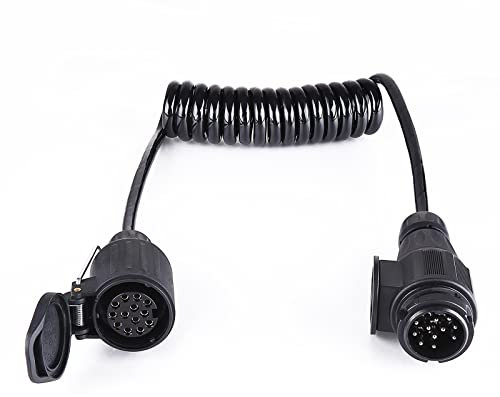 BEIJISTAR 1.6M Cavo Prolunga Rimorchio 8 Core, 12V Cavo Prolunga per Rimorchio con Spina e Presa 13 Poli, Cavo Prolunga Spirale Rimorchio, per Caravan Camion RV