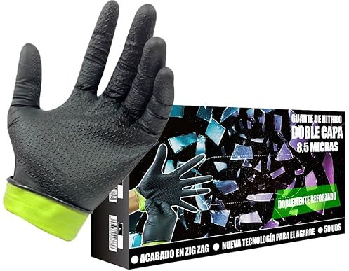 JOMAFA GUANTES DE NITRILO DOBLE CAPA EXTRA GRIP ULTRA RESISTENTES 8,5 MICRAS, PACK 50 TALLA L