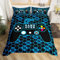 Homemissing Gamer Housse de Couette Ados Gaming Parure de Lit 200x200cm Gamepad Jeu Vidéo Literie Housse de Couette pour Enfants Garçons Chambre Décor Contrôleur de Jeu Géométrie Bleue 3 pièces