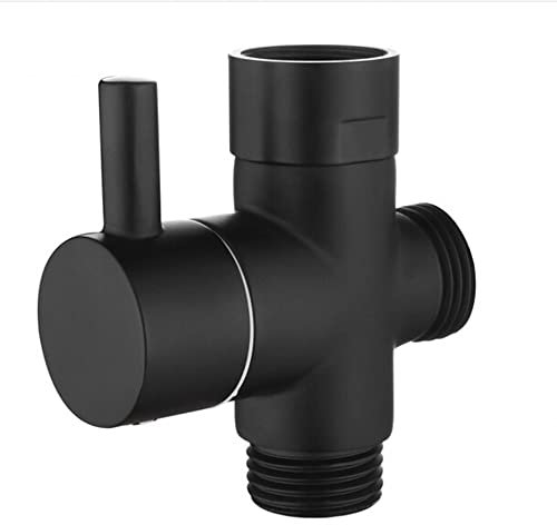 1/2 Zoll Umschaltventil Dusche Adapter Messing 3 Wege Umstellerventil mit Gummi für Regendusche und Duscharm(Schwarz)