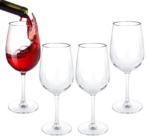 YAYODS Plastic Red Wine Glasses Set of 4, 550ML/20oz Unbreakable Wine Glasses, Long Stem Large Plastic Wine Glasses Reusable for Christmas, Wedding, Party, Camping and Pools