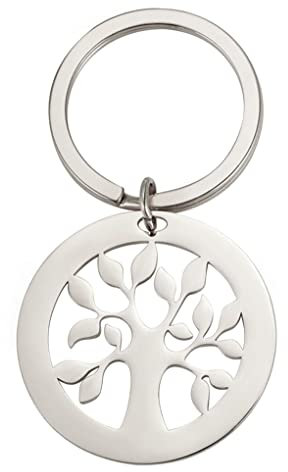 UNIFT Porte-clés arbre de vie pour homme et femme en acier inoxydable chic avec breloque arbre de vie nordique Viking païen, Argenté, Medium