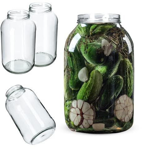 KADAX Glass Jars 4 L, Large Jars with Wide Mouth for Preserving, Pickling and Fermenting, Storage Jars for Pickles and Sauerkraut (Set of 2, Without Lids)