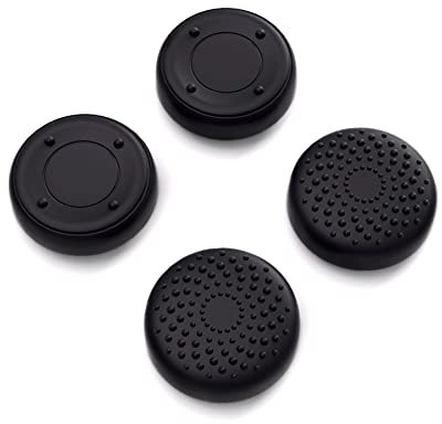 PlayVital Joystick Kappen für Steam Deck LCD,Thumbsticks Grips Caps für PS Portal Remote Player,Schutzkappen Zubehör Analog Stick Kappen für Steam Deck OLED Controller(Punkte & Nieten Design Schwarz)