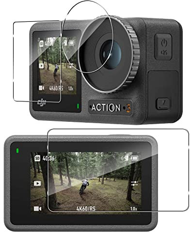 QULLOO Schutzfolie für DJI Osmo Action 3 / Action 4, HD Klar Schutzkamera 9H Glas Folie Displayschutzfolie Zubehör Accessories Protection [3 Stück]