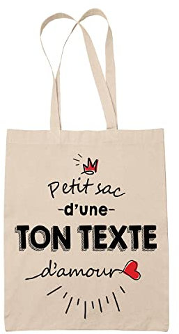 Tote Bag femme d'amour | Sac coton cabas réutilisable prénom nom métier personnalisé | Idée cadeau customisable