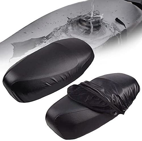 Fahibin 2-Pcs Universal Motorrad Sitzbezug, wasserdichte Motorrad Sitzbezug, Motorrad Kissen Sitzbezug, Motorrad Leder Sitzbezug für Die Meisten Motorrad und Elektrofahrzeug, Schwarz