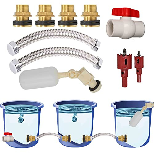 Rainwater Collection Regenfässer verhindern Überlauf, Regenfass-Anschluss-Set, 1.9 cm männlicher Schottkopf-Armatur, Gartenschlauch-Adapter, Schlauch, Regenfass Zapfhahn