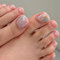 24 Pièces Court Carré Faux Ongles D'orteil Français Verte Rose Faux Ongles pour Orteil Ballerine Acrylique Pleine Couverture Capsules Ongles Pied avec Autocollants Adhesif pour Femmes et Filles
