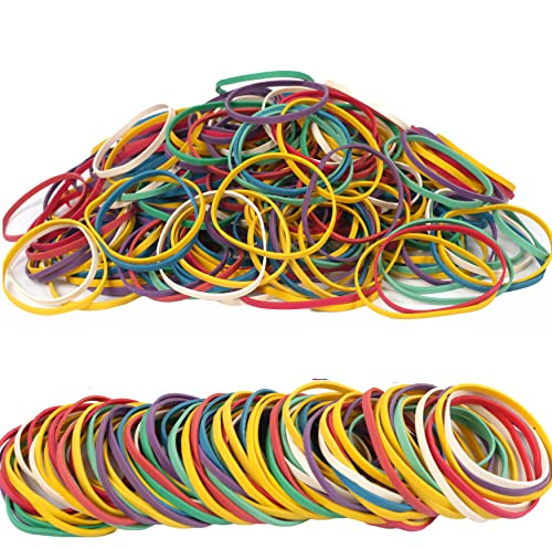 AIWOQI Gummibänder, 250 Stück, Größe #33, Gummiband, Größe 33 Farben, Gummibänder, Blau, Grün, Lila, Gelb, Weiß, Rot, für Büro, Schule, Zuhause, starke Schlaufe, Bürobedarf