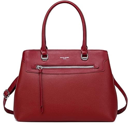David Jones - Damen Handtasche Elegante - Frau Henkeltasche PU Leder - Schultertasche Tote Shopper Tasche - Mehrere Fächer Viele Taschen - Umhängetasche Alltags Mode Klassisch Stadt Arbeit - Rot