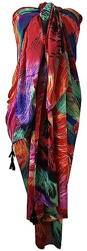 Central Chic Brightly Colored Large Sarong Shawl Blanket Wrap with Tassels Summer Hoiiday Fashion Beachwear Swimwear Bikini Coverup Multicoloured