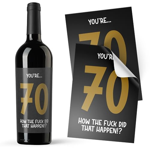 Birthday How The Fuck Did That Happen!? Alcohol Bottle Sticker | Gift Funny Label Wine Vodka (70th)