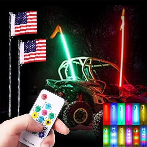 Kanduo JSY Fouet Lumineux LED de 4 Pieds, lumière de Chasse en Spirale RVB Tout-Terrain, Fouet de Danse enveloppé en Spirale à 360 °, 1 pièce Feux de Fouet à LED
