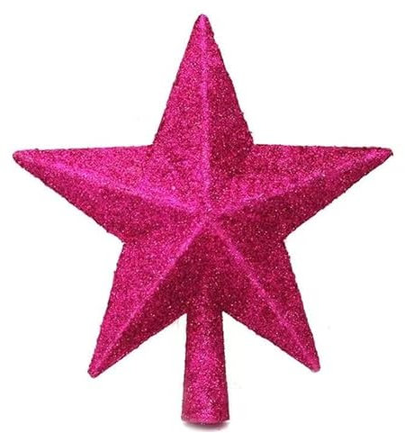 YYCRAFT Glitter Star Tree Topper 6 Inch Christmas Decoration-Hot Pink