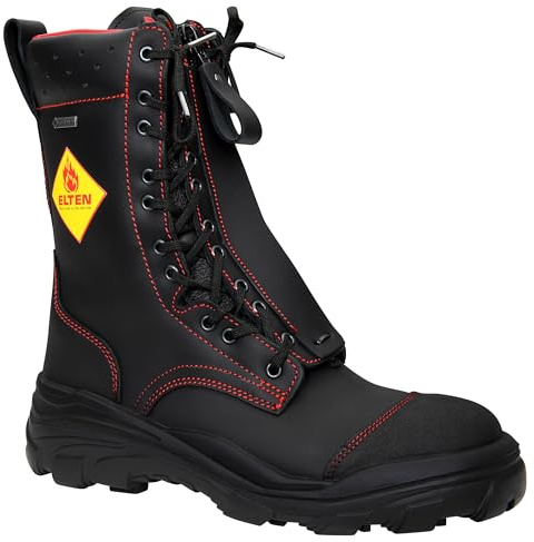 ELTEN Euro PROOF GTX F2A, stivali per vigili del fuoco, da donna e da uomo, in pelle, punta in acciaio, robusti, Nero , 42 EU