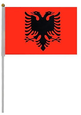 Pandiui23 20 pezzi di bandiere a manovella albanese, Albania Mini Bandiera portatile, Bandiera Albania, Piccola Bandiera Albania, Mini Bandiera Albania, Bandiera dell'Albania tenuta a mano
