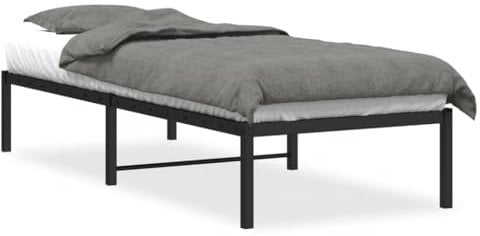 vidaXL Bettgestell, Bettrahmen mit Lattenrost, Bett Gästebett mit Stauraum, Metallbett Einzelbett Schlafzimmerbett, Schwarz 75x190cm Metall