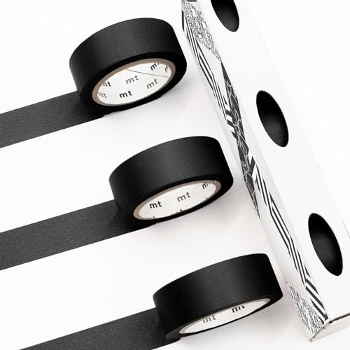 MT Ruban de masquage Washi – Ruban adhésif en papier washi – 15 mm x 7 m (noir)