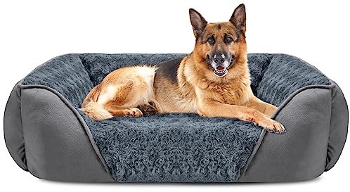 JOEJOY Hundebett XXL für Grosse Hunde, Hundekorb Waschbar Flauschig, Anti-Angst Hundebetten Weich Bequem, Hundekörbchen für Grosse Hunde und Katzen, 106x80x23cm