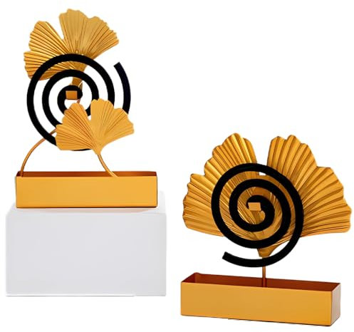 Support Bobine Moustique, 2 Pièces Support en Le Fer Anti Moustique Suspendu, Porte Encens Spirale Anti Moustiques, Mosquito Coil Holder, pour Maison, Jardin et Camping, Cactus Doré et Triangle