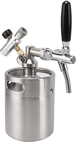 DADEA Fassbier-Zapfanlage für zu Hause, Tragbares Edelstahl-Mini-Fass, 2 L, Einfache Injektion, Bierzapfanlage für Zuhause, 60 PSI Gauge, Selbstgebrautes Fass-System für Bierliebhaber