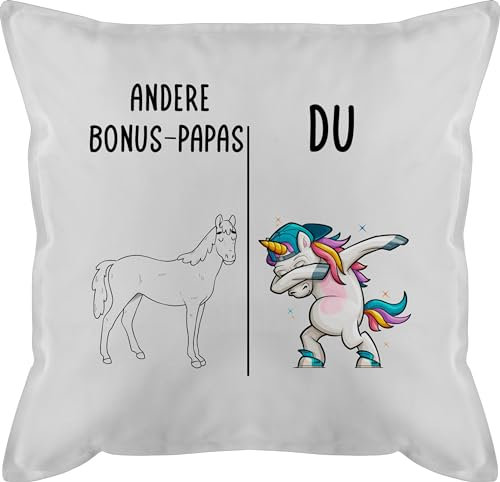Kissen 50x50 - Andere Bonus Papas Du Dabbing Einhorn | Stiefvater Geschenk Geburtstag Bonuspapa Geburtstagsgeschenk | Bester Bonus Papa Geschenk Vatertag - 50 x 50 cm - Weiß - stiefpapa für