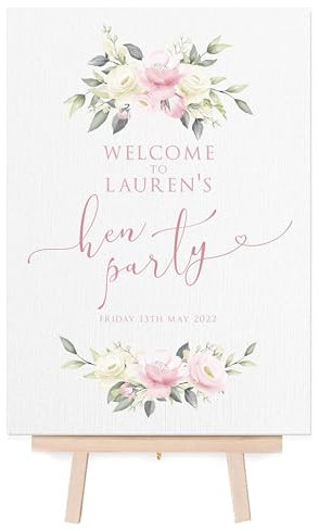 Personalised Pink Floral Hen Party Welcome Sign (FC3) (A3 with Easel)