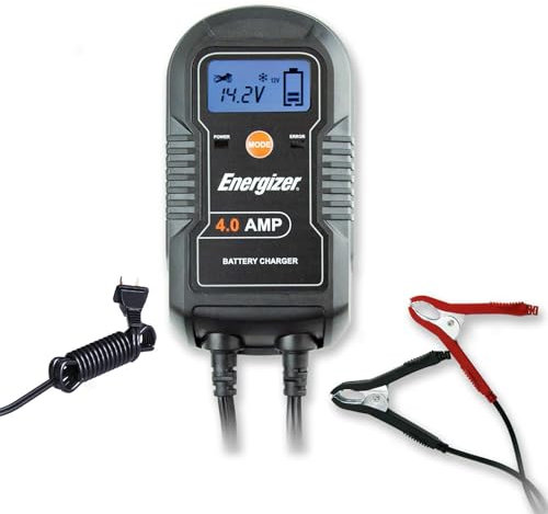 ENERGIZER 4-Amp 6V/12V Auto Charger, 9-Step Smart Battery Maintainer, Trickle Charger w/LCD Display