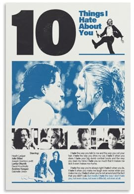 10 Things I Hate About You, Vintage-Filmposter für Zimmer, ästhetisches Leinwandposter, Wandkunst, Dekoration, Wohnzimmer, Schlafzimmer, Dekoration, Poster, 30 x 45 cm, ungerahmter Stil