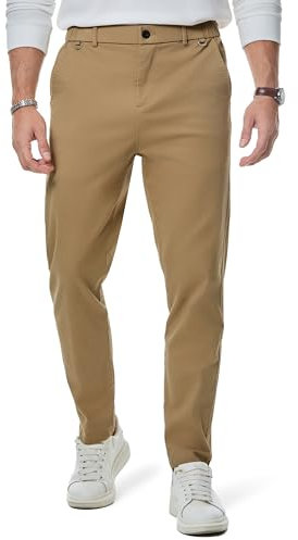 Elegancity Herren Chino Hose Casual Chinohose Baumwolle Freizeithose Arbeitshose Stretch Outdoorhose Pants Trousers Business Khaki XL