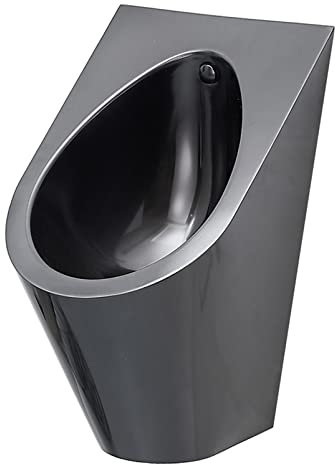 CCKUHN Schwarzes Edelstahl-Urinal, wandmontiertes automatisches Spülurinal, Urinalset mit hocheffizientem Spülventil, intelligentes berührungsloses Abflussurinal