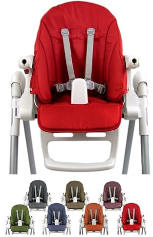 Ersatzbezug Sitzkissen [Bezug für Hochstuhl] kompatibel mit Peg Perego Prima Pappa ZERO3 & SIESTA (meliert rot)