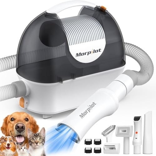 Morpilot Aspirateur Poil de Chien Professionnel, Tondeuse 12000Pa avec 3L Grand Bac à Poussière, 5 Outils de Toilettage pour Chats et Chiens