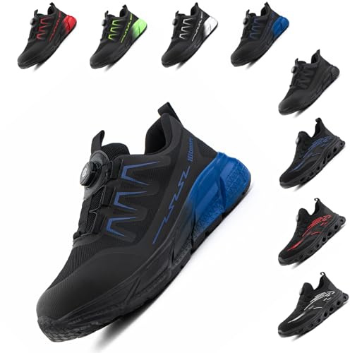 Hitmars Safety Trainers Men Ladies Safety Shoes Womens Work Shoes Steel Toe Cap Site Composite Comfortable Non Slip ER-2 Blue 6.5UK