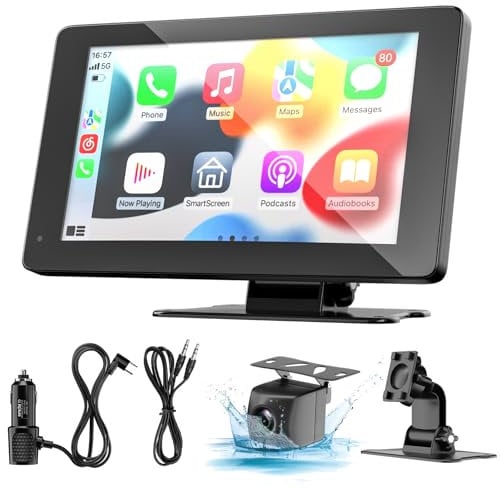 7 Inch Wireless Car Stereo with Apple Carplay & Android Auto,Portable Touch Screen GPS Navigation for Car,Car Audio Receivers with Bluetooth,Airplay,AUX,Screen Backup Camera